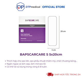 Miếng dán mờ sẹo Bapscarcare S, miếng dán làm phẳng và mềm sẹo lồi, sẹo phì đại, sẹo lâu năm hiệu quả