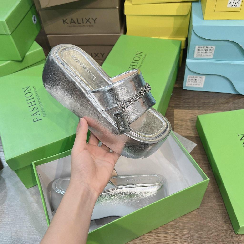 Dép lê bánh mì quai xích tròn đế cao 7 phân