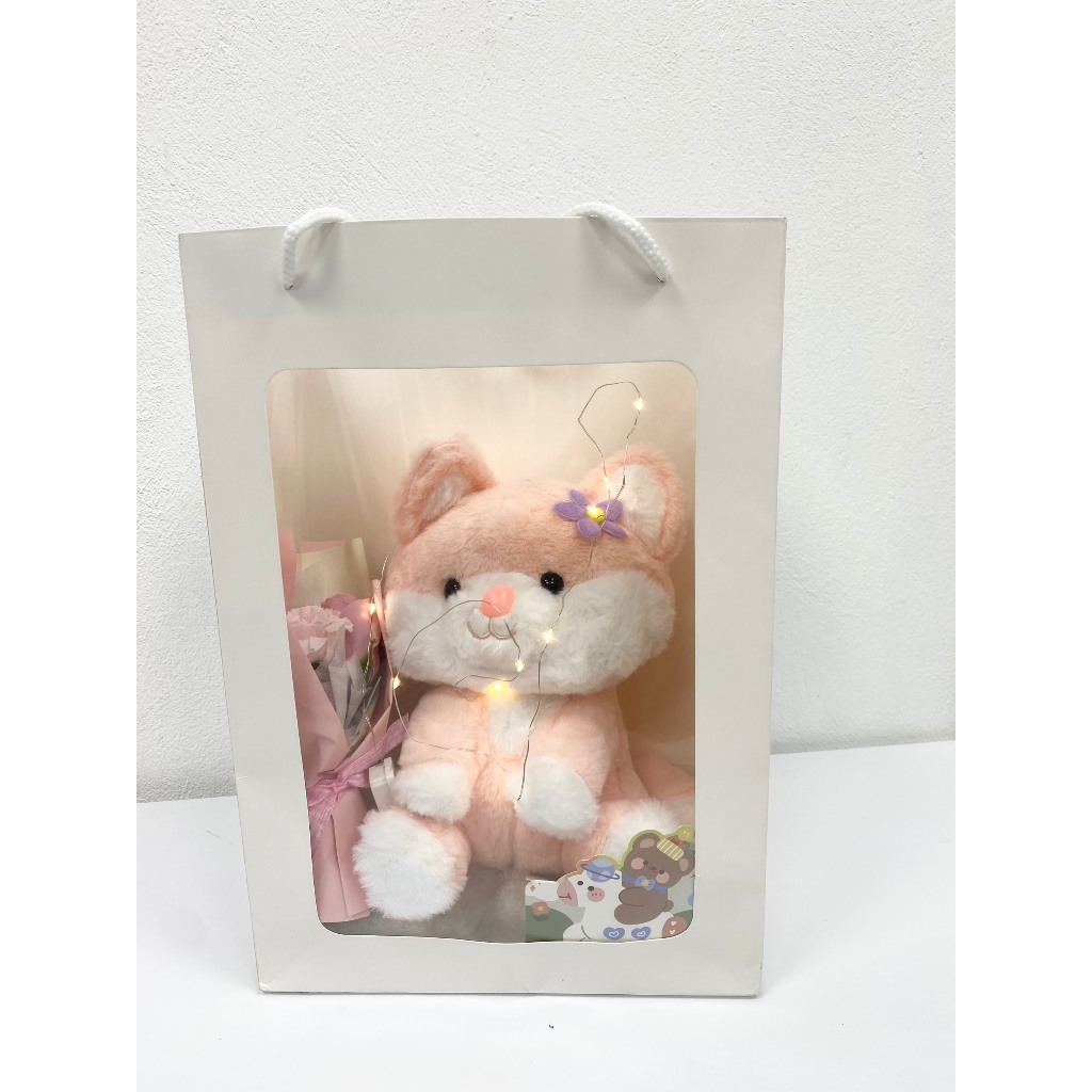 Set quà combo 5 món tặng Hoa và Gấu bông sinh nhật, kèm Hộp quà, đèn Led, Thiệp tặng người yêu, bạn thân, quà sinh nhật