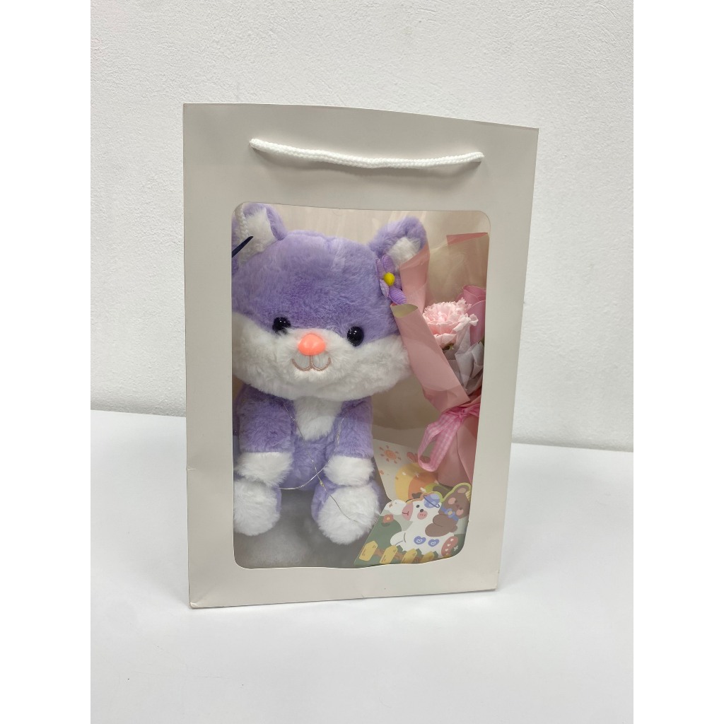 Set quà combo 5 món tặng Hoa và Gấu bông sinh nhật, kèm Hộp quà, đèn Led, Thiệp tặng người yêu, bạn thân, quà sinh nhật