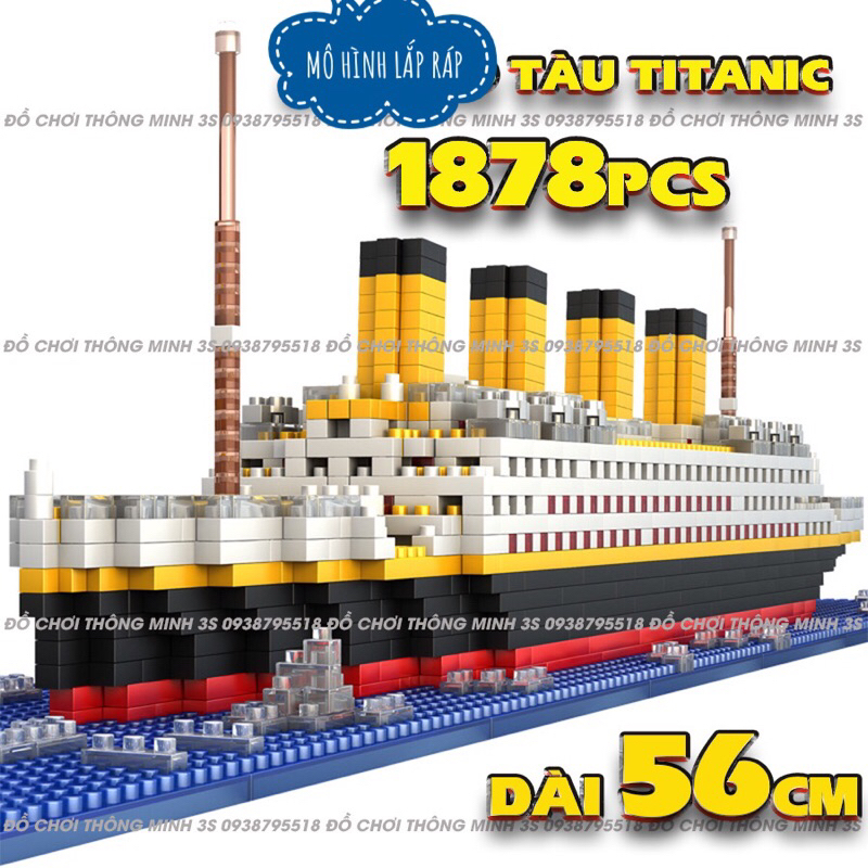 HỘP-CÓ SẴN Đồ chơi lắp ráp sáng tạo bé trai, mô hình lắp ráp tàu Titanic