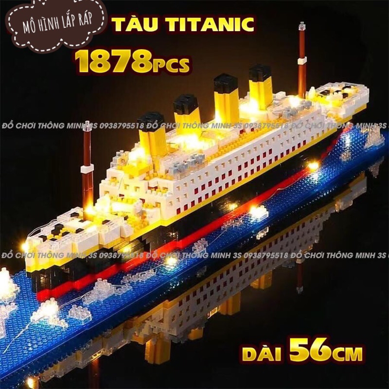 Đồ chơi lắp ráp sáng tạo bé trai, mô hình lắp ráp tàu Titanic