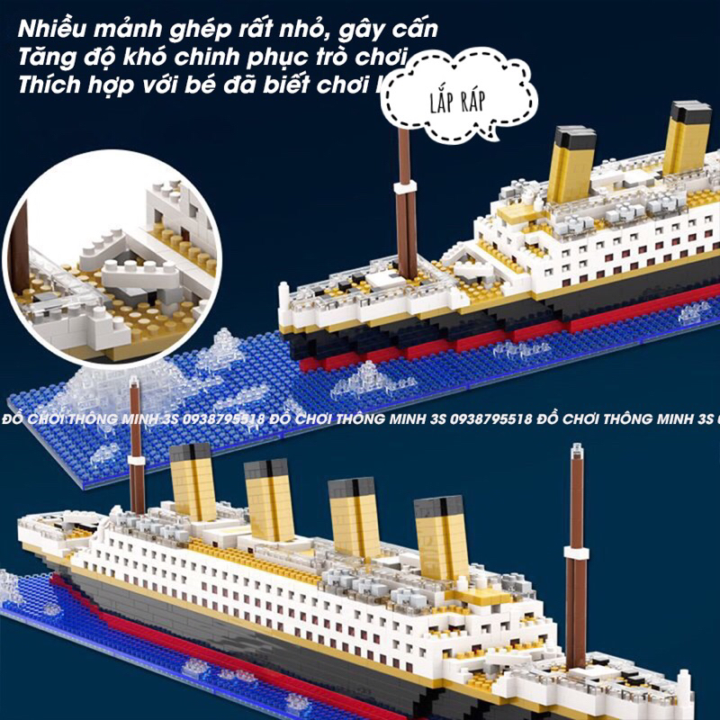 Đồ chơi lắp ráp sáng tạo bé trai, mô hình lắp ráp tàu Titanic