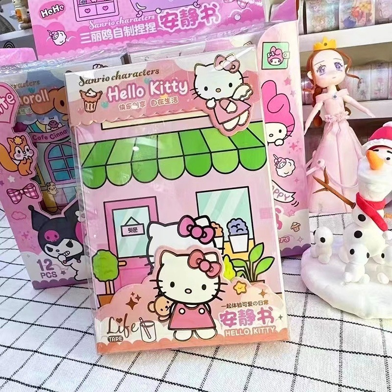 Đồ chơi cuốn sách yên tĩnh Sanrio Kuromi quà tặng bé gái đồ chơi thủ công tự làm bằng tay không cần cắt