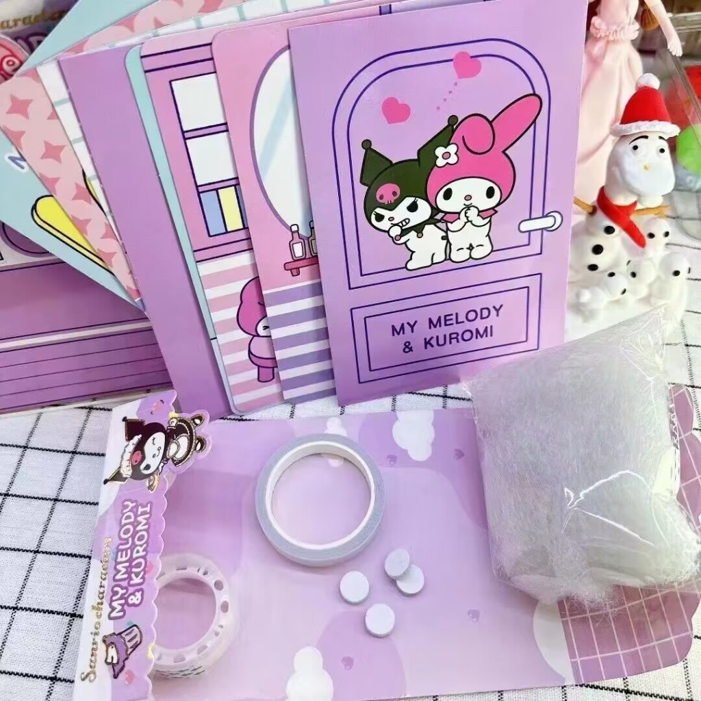 Đồ chơi cuốn sách yên tĩnh Sanrio Kuromi quà tặng bé gái đồ chơi thủ công tự làm bằng tay không cần cắt