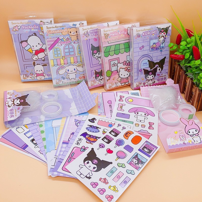 Đồ chơi cuốn sách yên tĩnh Sanrio Kuromi quà tặng bé gái đồ chơi thủ công tự làm bằng tay không cần cắt
