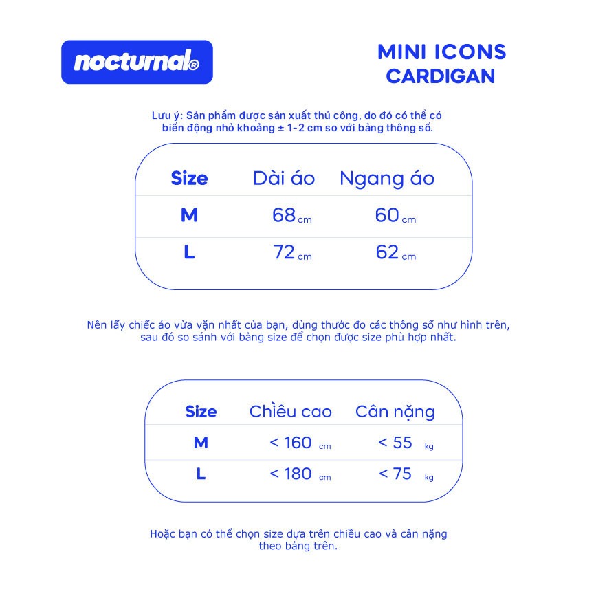 Áo Cardigan NOCTURNAL Mini Icons Hindless Fabric Unisex Local Brand
