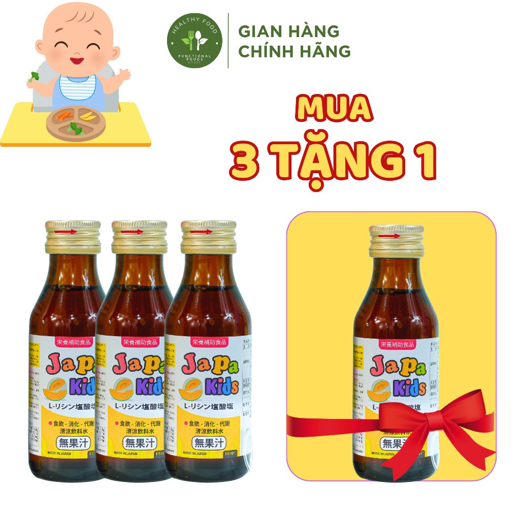 Japa kids Chính hãng Siro ăn ngon cho bé Hỗ Trợ Bé Tăng Cân Chăm Sóc Sức Khoẻ tăng cường đề kháng lọ 100ml