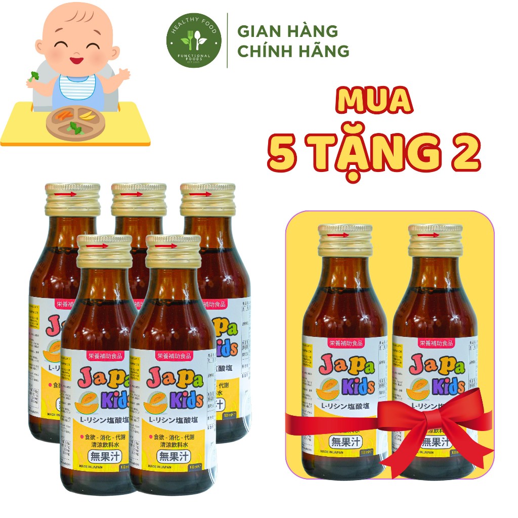 Japa kids Chính hãng Siro ăn ngon cho bé Hỗ Trợ Bé Tăng Cân Chăm Sóc Sức Khoẻ tăng cường đề kháng lọ 100ml