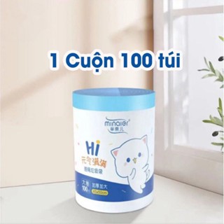 Túi rác có dây rút tự hủy sinh học Gấu Dâu siêu dày chắc chắn kích thước 45 x 50 cm
