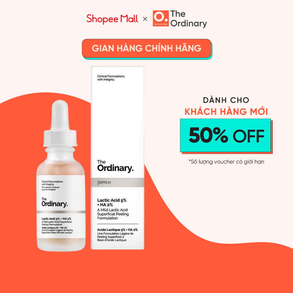 Serum Tẩy Tế Bào Chết Sáng Da, Mờ Thâm The Ordinary Lactic 10% Acid + HA 30ML
