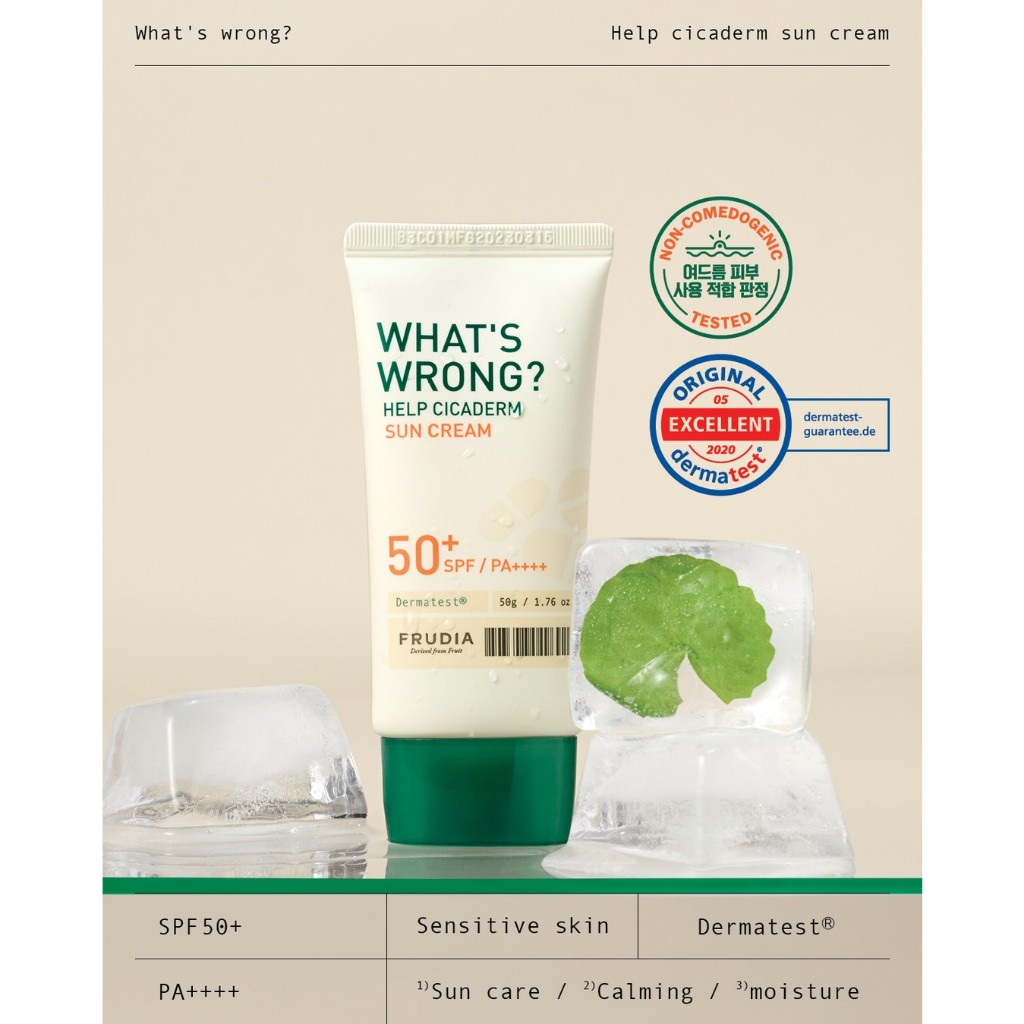 [Tặng 132k] Kem Chống Nắng Thuần Chay Rau Má Frudia Re:proust What's Wrong Help Cicaderm Sun Cream SPF50+/PA++++ 50g