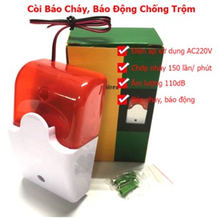 Bộ Còi hú báo động có đèn chớp dùng điện 220V gắn với các hệ thống báo động, báo cháy