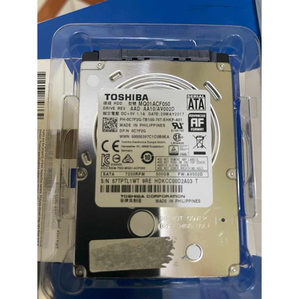 Ổ Cứng HDD Toshiba 2.5 Inch 500GB 7200rpm MQ01ACF050 Cũ