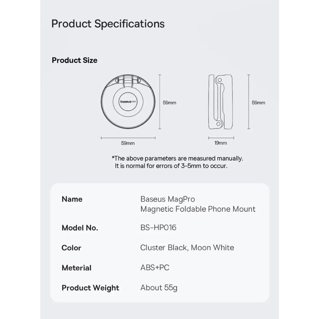 Giá đỡ điện thoại dán tường hít nam châm dạng gậpcho iphone Baseus MagPro Foldable Phone Mount BS-HP016