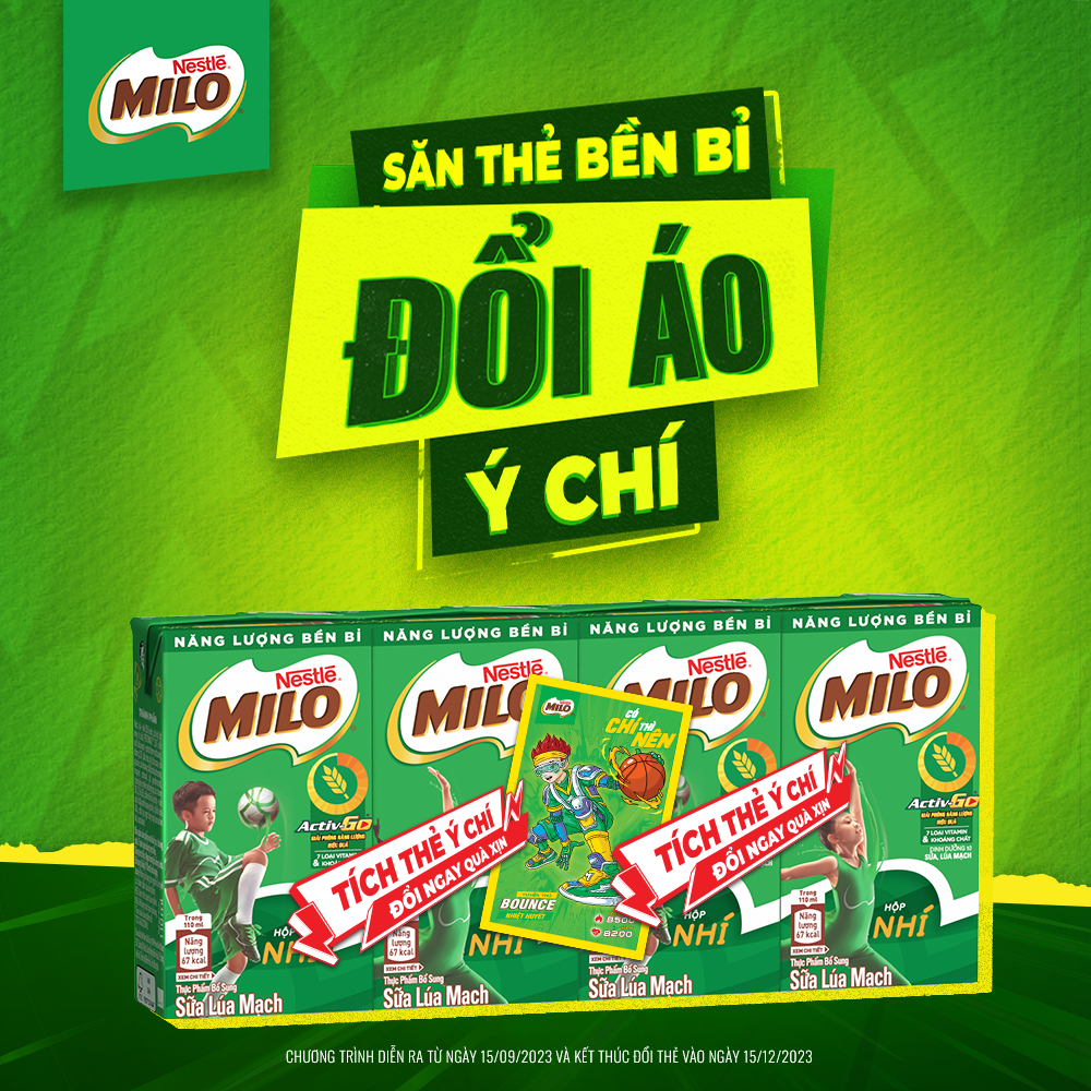 [KHUYẾN MÃI SĂN THẺ ĐỔI QUÀ] Sữa lúa mạch Nestlé® MILO® - thùng 48 hộp x 110ml