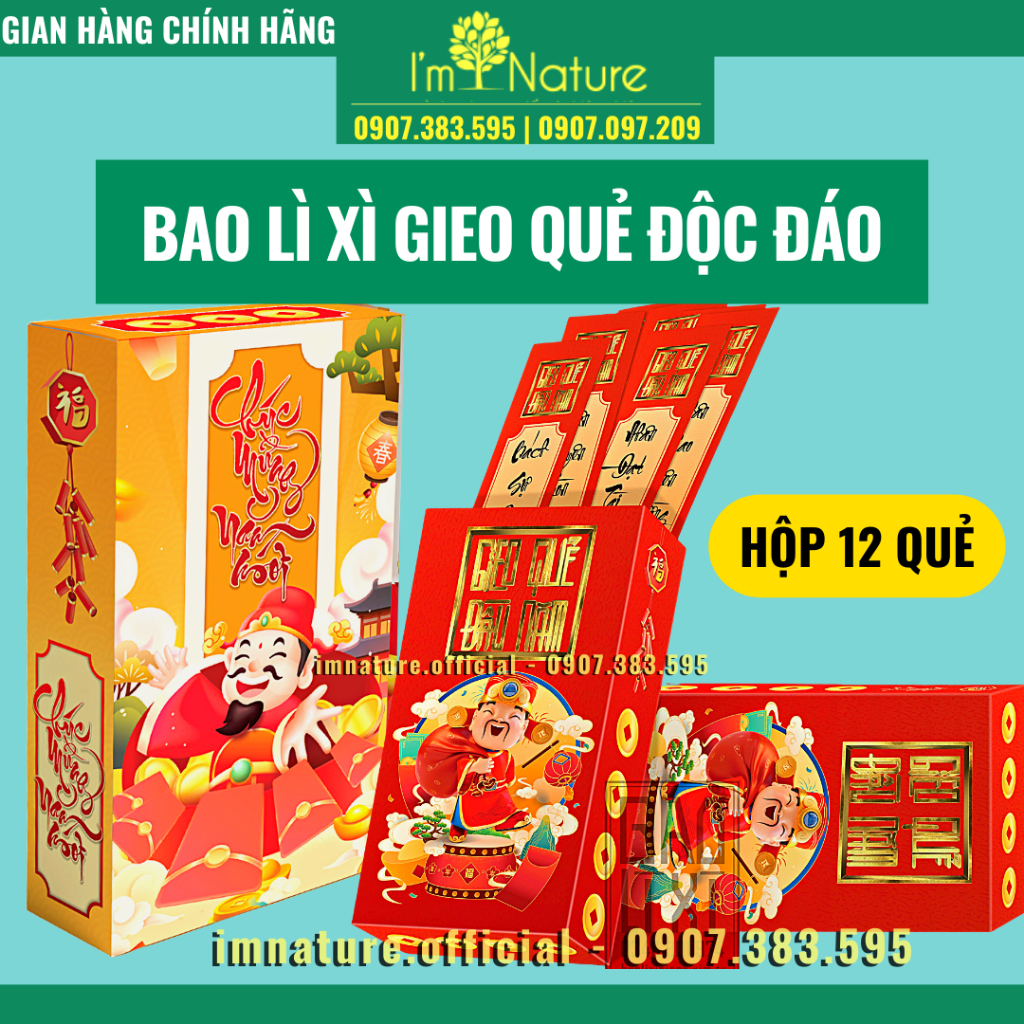 LÌ XÌ GIEO QUẺ ĐẦU NĂM TẾT 2024 1 HỘP 12 QUẺ MẪU HOT HIT