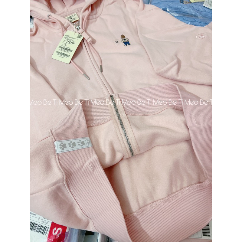 Áo WHO.A.U Steve có mũ trùm đầu Zip-up gấu nhỏ sale 90%