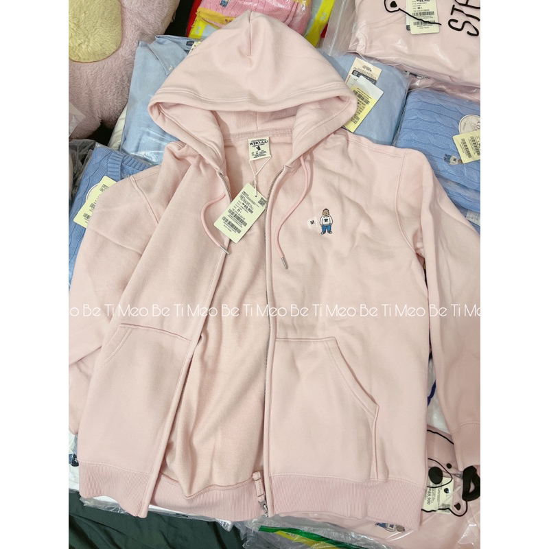 Áo WHO.A.U Steve có mũ trùm đầu Zip-up gấu nhỏ sale 90%