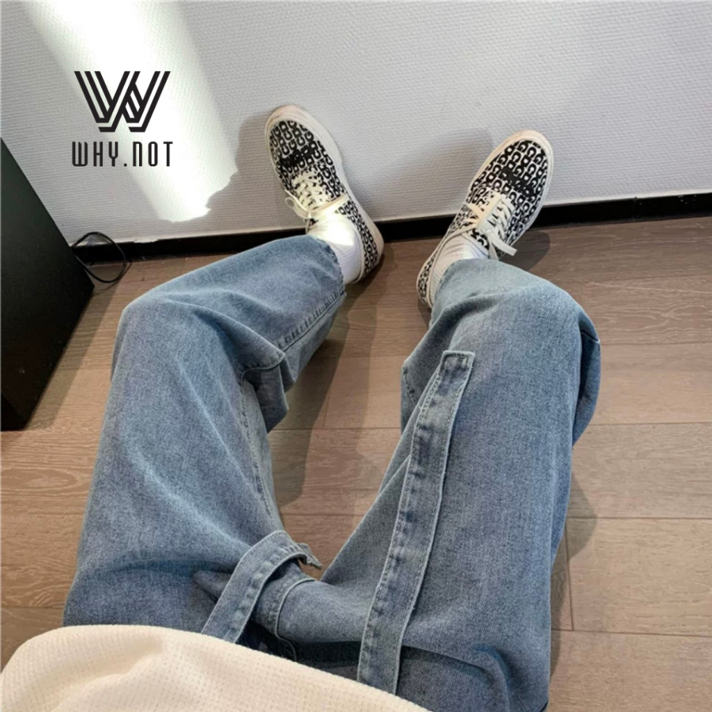 Quần Jean Nam Baggy Có Đai Màu Xanh Nhạt Dáng Rộng Uniex Cá Tính JBGDT