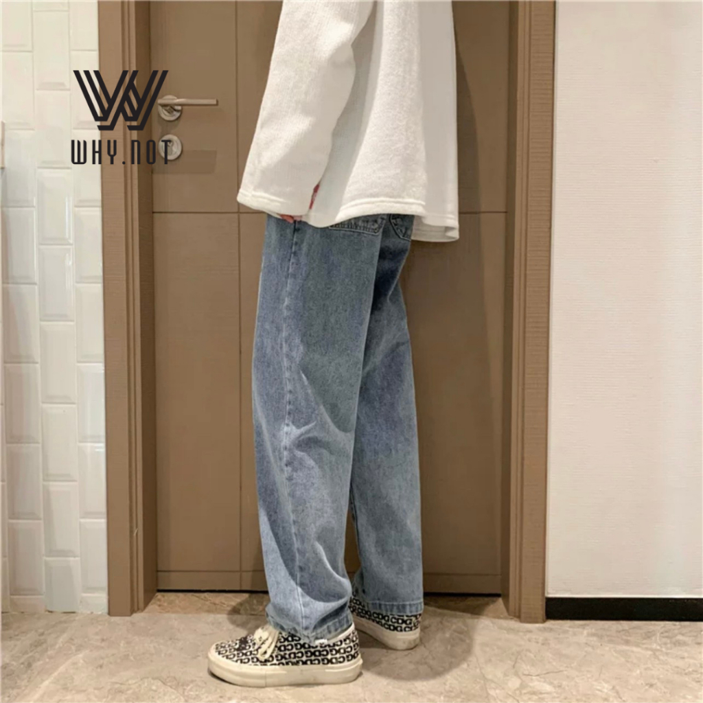 Quần Jean Nam Baggy Có Đai Màu Xanh Nhạt Dáng Rộng Uniex Cá Tính JBGDT