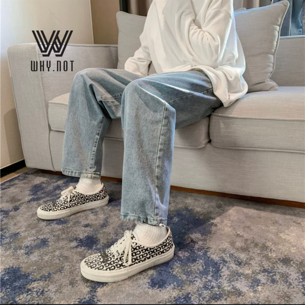 Quần Jean Nam Baggy Có Đai Màu Xanh Nhạt Dáng Rộng Uniex Cá Tính JBGDT