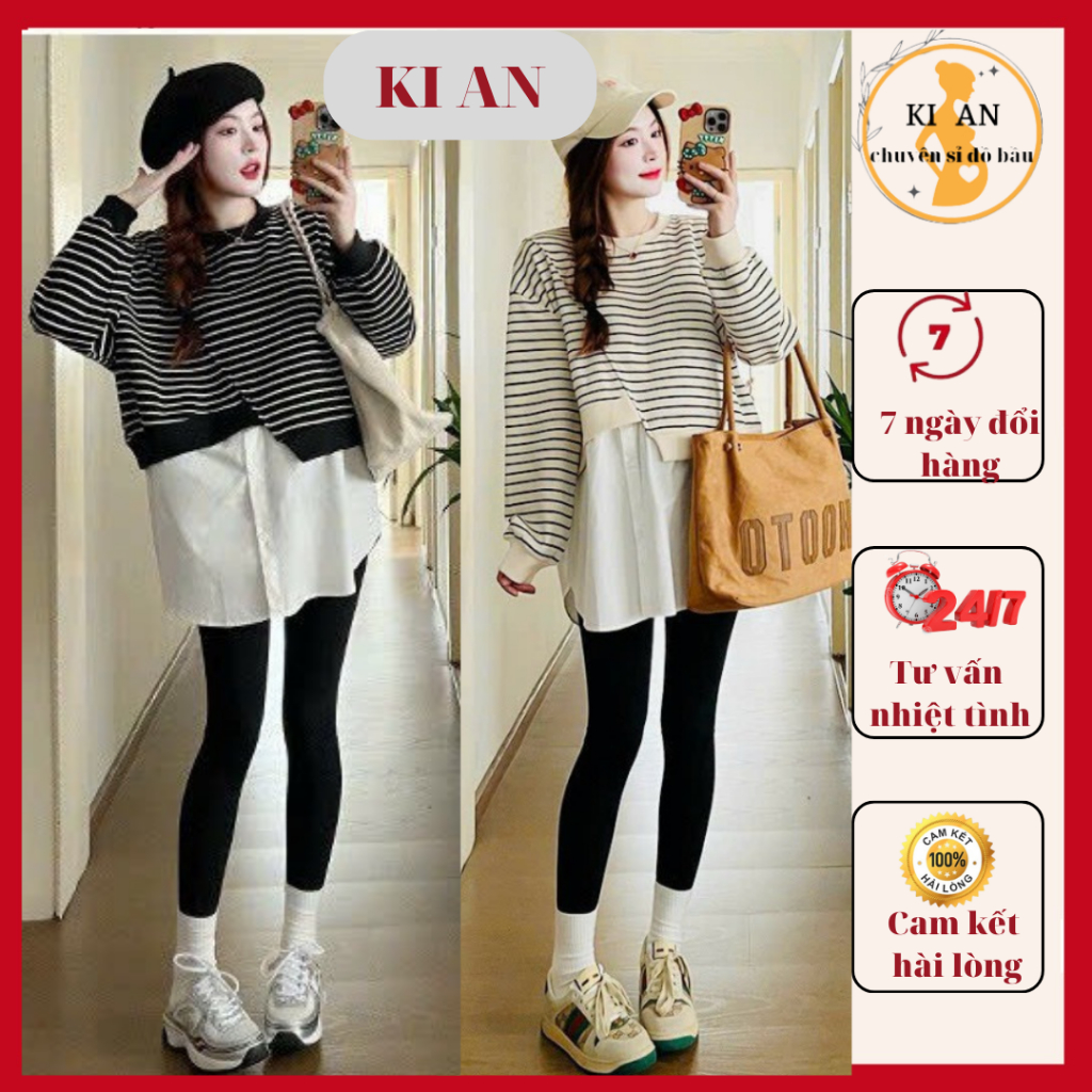 Áo bầu kẻ pha dáng babydoll siêu xinh chất cotton co giãn bốn chiều, áo bà bầu mặc đi làm đi chơi, áo bầu babydol