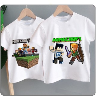 Áo thun bé trai và bé gái in hình Minecraft, Áo thun mềm, mịn, thấm hút mồ hôi cho bé từ 10 - 50kg