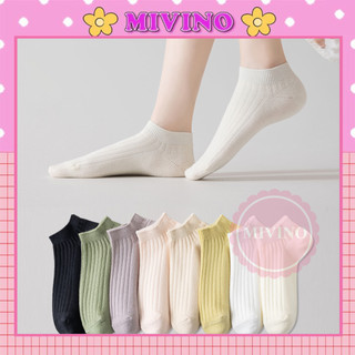 Tất cổ ngắn nữ Mivino tất trơn len gân Hàn Quốc cực xinh TN126