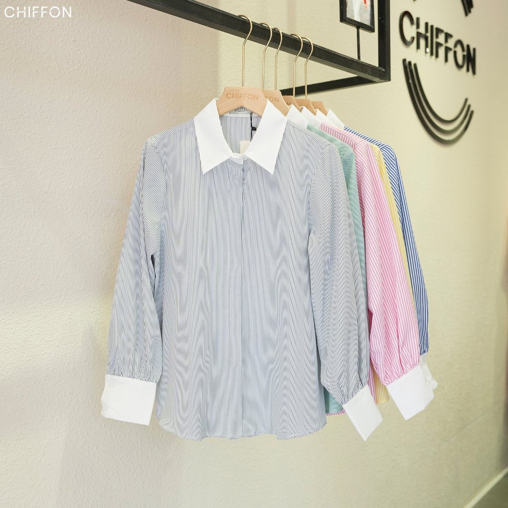 Áo sơ mi nữ kẻ sọc dài tay Chiffon