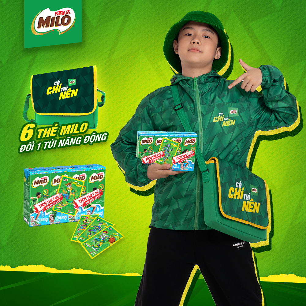 [KHUYẾN MÃI SĂN THẺ ĐỔI QUÀ] Sữa lúa mạch Nestlé® MILO® ÍT ĐƯỜNG - thùng 48 hộp x 180ml