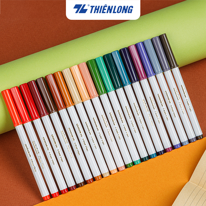 Bút lông màu Fiber Pen 20 màu Retro Thiên Long Colokit rửa được ngòi chóp viết nét thanh nét đậm SWM-C009