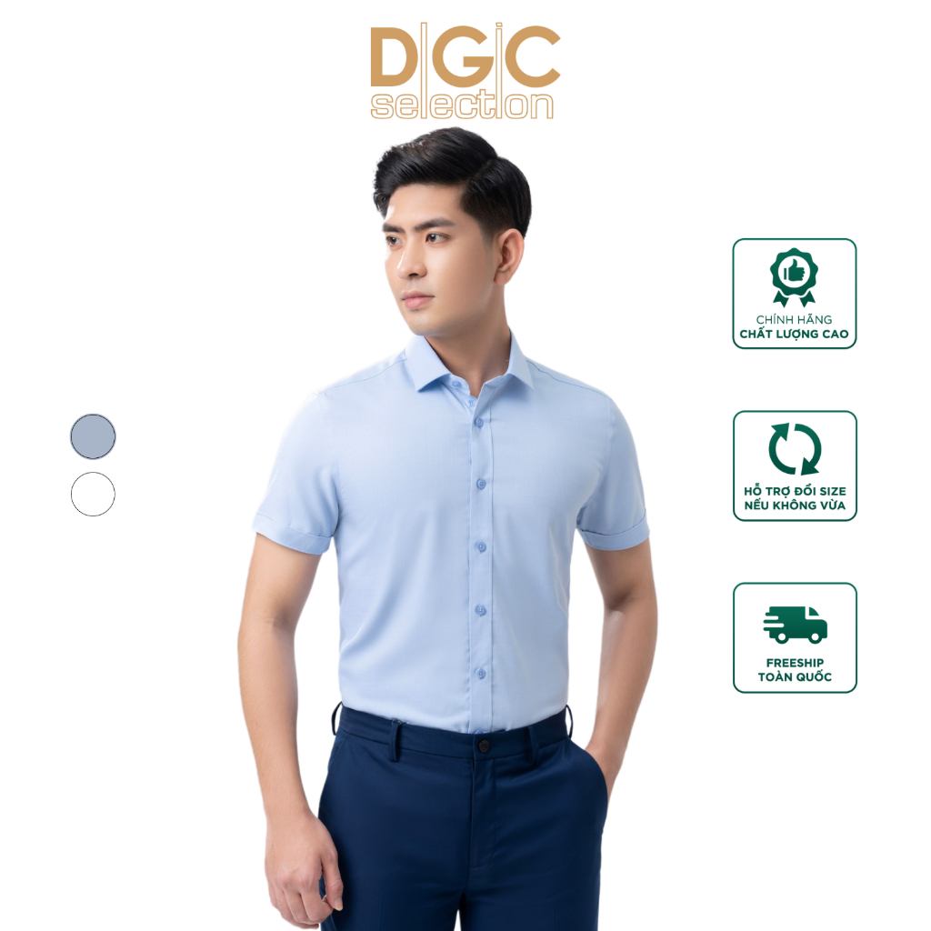 Áo sơ mi ngắn tay nam DGCs - vải bamboo mềm mịn,thoáng mát, thấm hút mồ hôi - SASNBC65M.