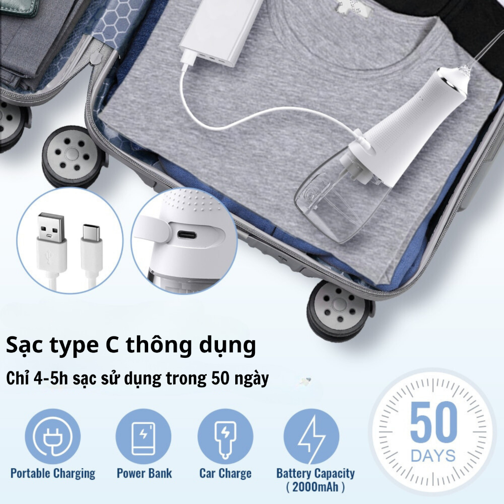 Máy Tăm Nước KAW Hàng Chính Gãng Fullbox Phụ Kiện Kèm 4 Đầu Tăm Khác Nhau Cho Mọi Loại Răng