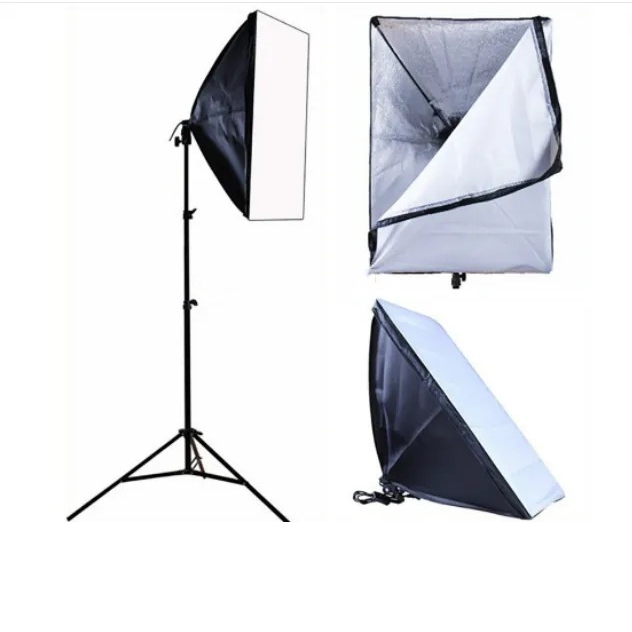 Bộ đèn studio chụp ảnh, quay phim, Livestream chuyên nghiệp, cao 2.1m softbox 50x70cm
