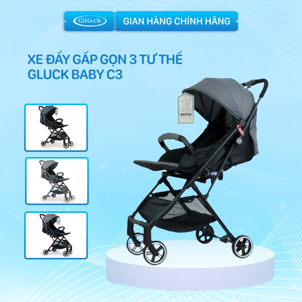 Xe Đẩy Em Bé Gấp Gọn GLUCK BABY C3 An toàn Tiện lợi cho trẻ sơ sinh đến 5 tuổi