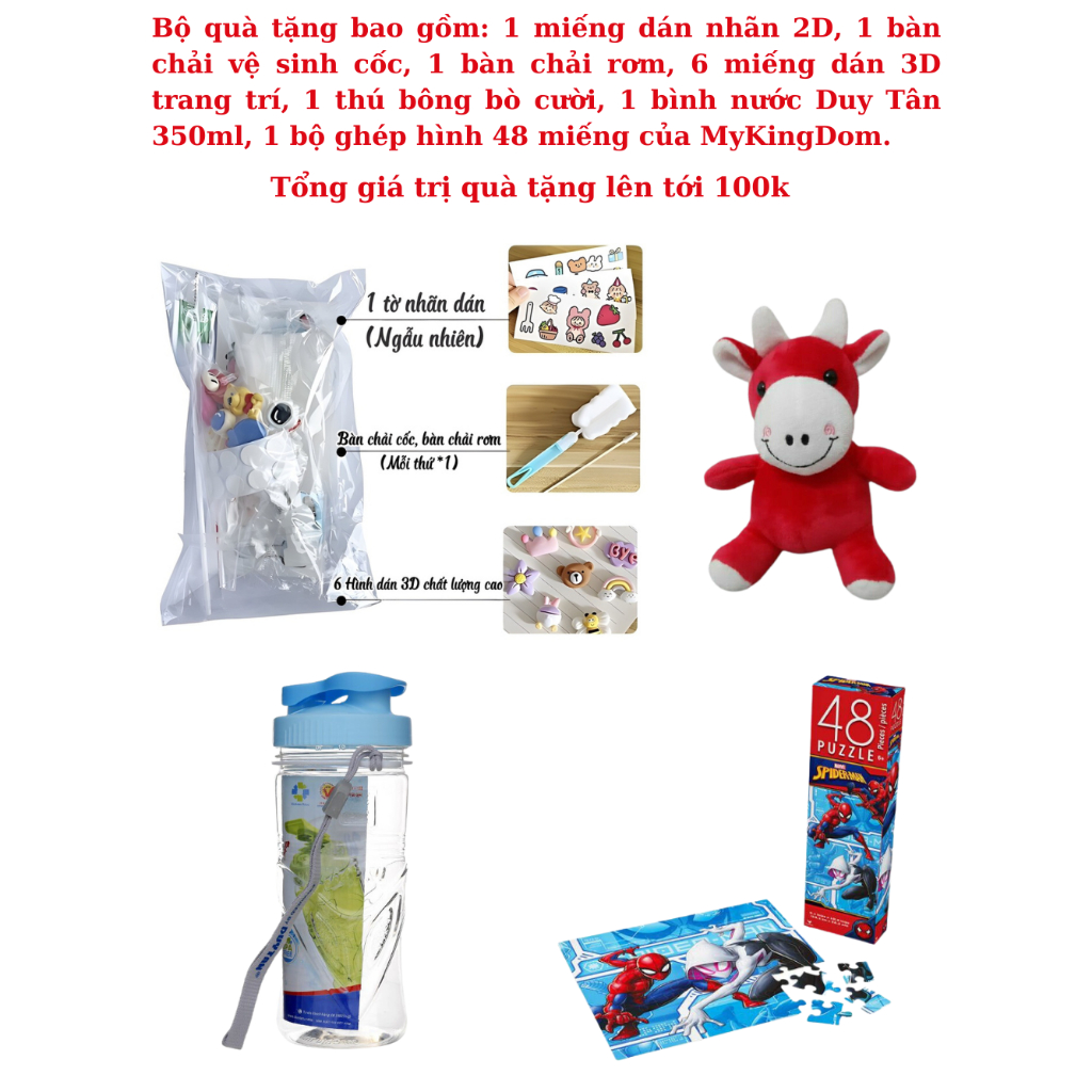 Bình giữ nhiệt cho bé, bình giữ nhiệt cute Inox 316 hoạ tiết phi hành gia tặng kèm 7 món quà.
