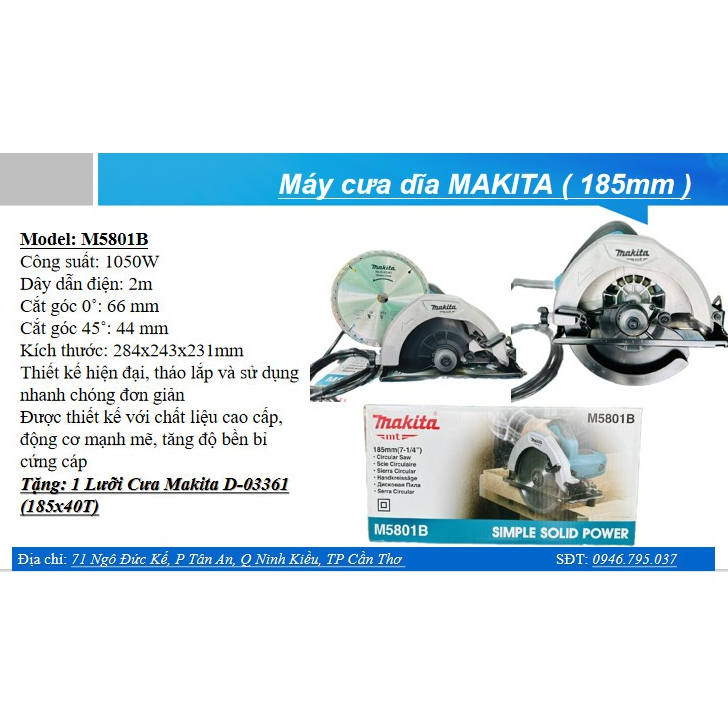 Máy cưa dĩa MAKITA M5801B ( 185mm )
