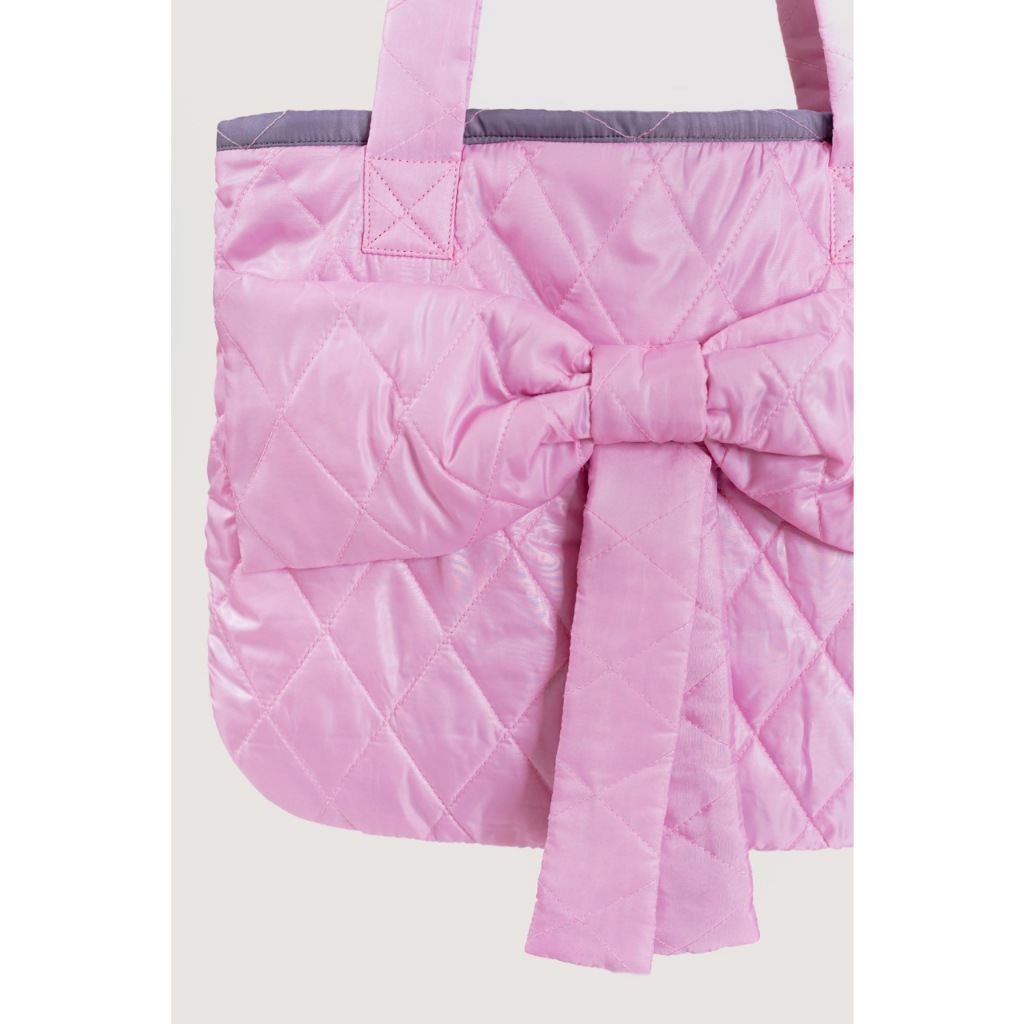 LIBÉ - Túi đeo vai chần bông màu hồng phối nơ