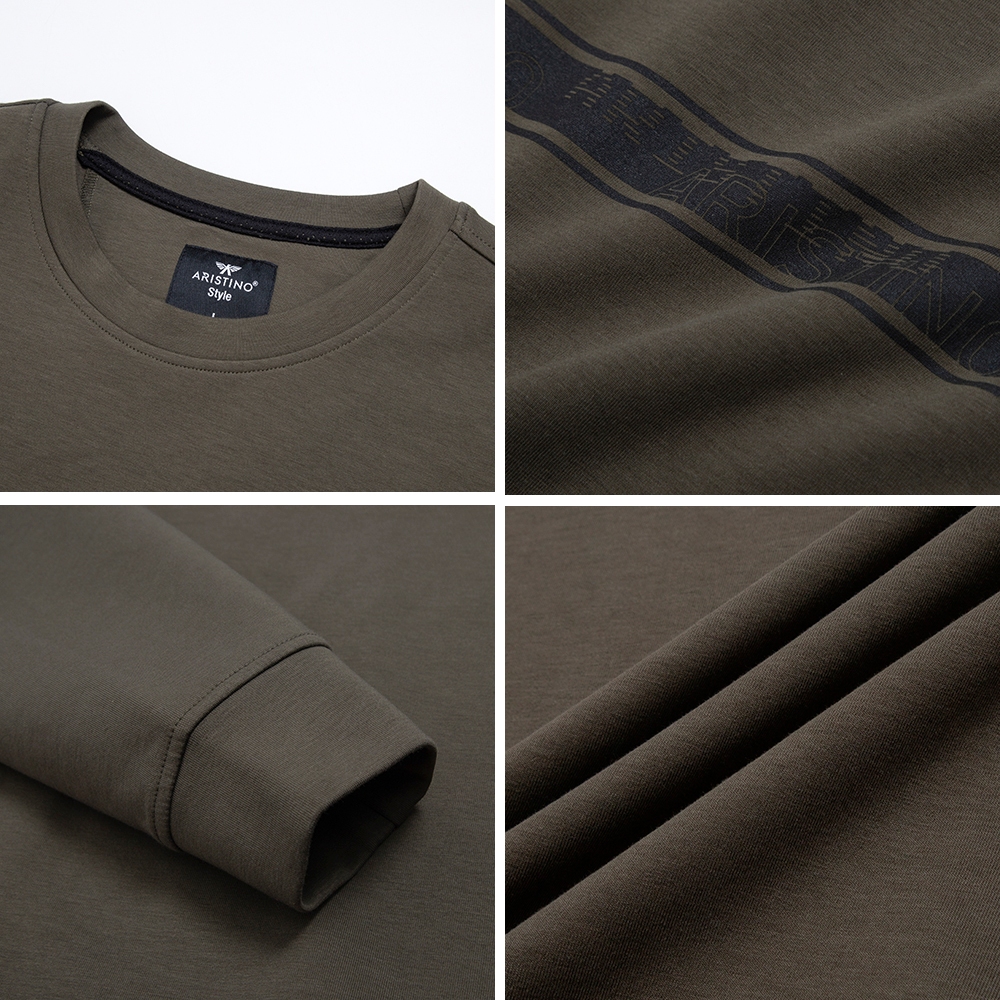 Bộ đồ thu đông nam ARISTINO áo cổ tròn, hình in trẻ trung, ấn tượng, chất co giãn,thoải mái- ALH012W2