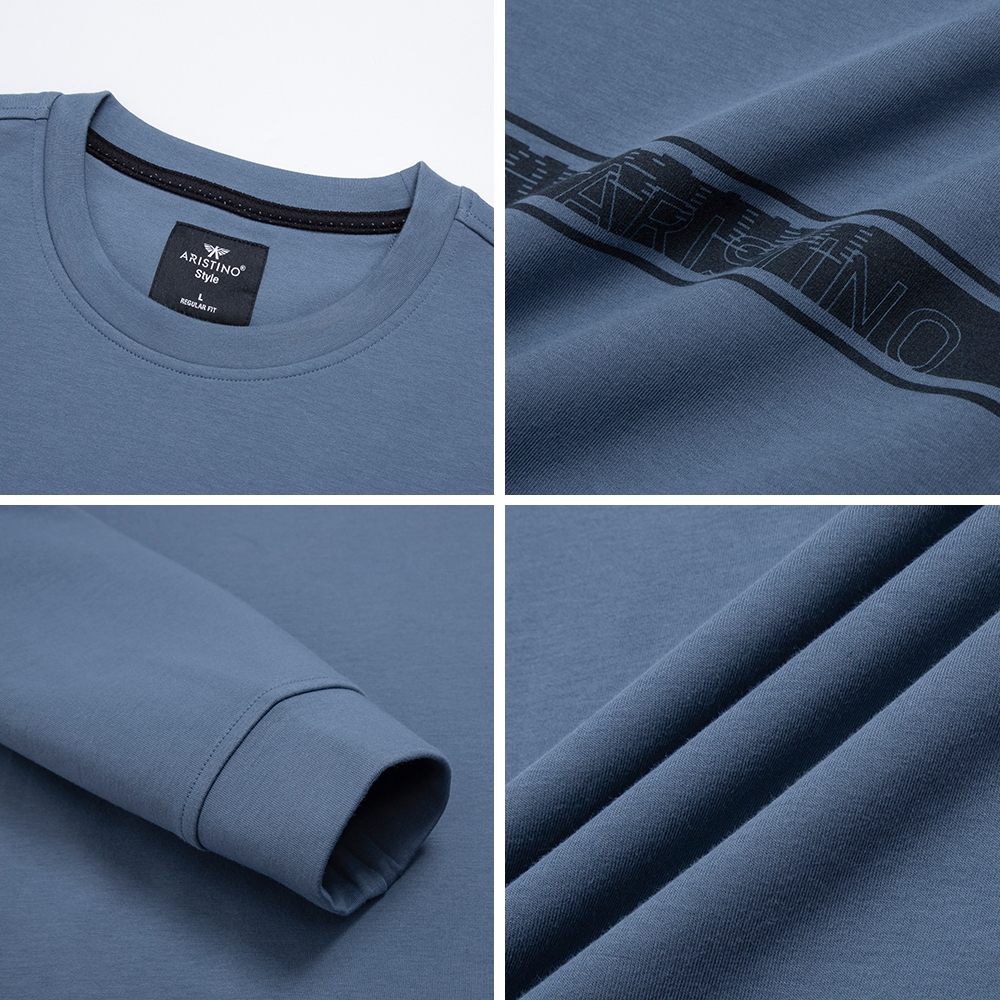 Bộ đồ thu đông nam ARISTINO áo cổ tròn, hình in trẻ trung, ấn tượng, chất co giãn,thoải mái- ALH012W2