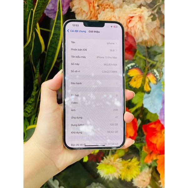 💥𝗶𝗣𝗵𝗼𝗻𝗲 𝟭𝟯 𝗣𝗿𝗼 𝗠𝗮𝘅 𝟭𝟮𝟴𝗚𝗕 𝗕𝗹𝘂𝗲-Máy còn bảo hành  đến hết 8/2024