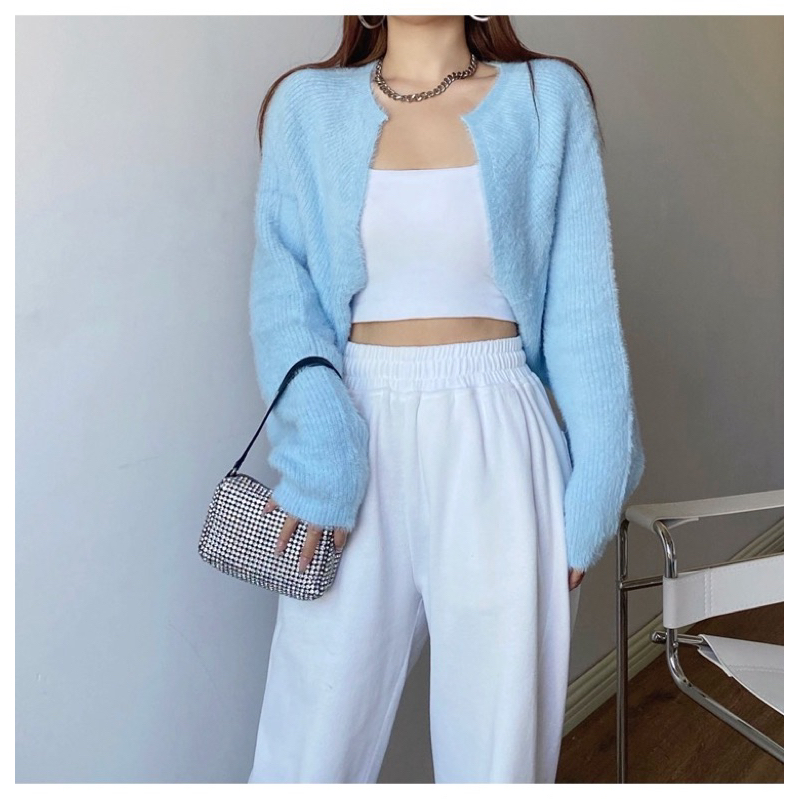 Áo cardigan lông thỏ co giãn 3 màu freesize