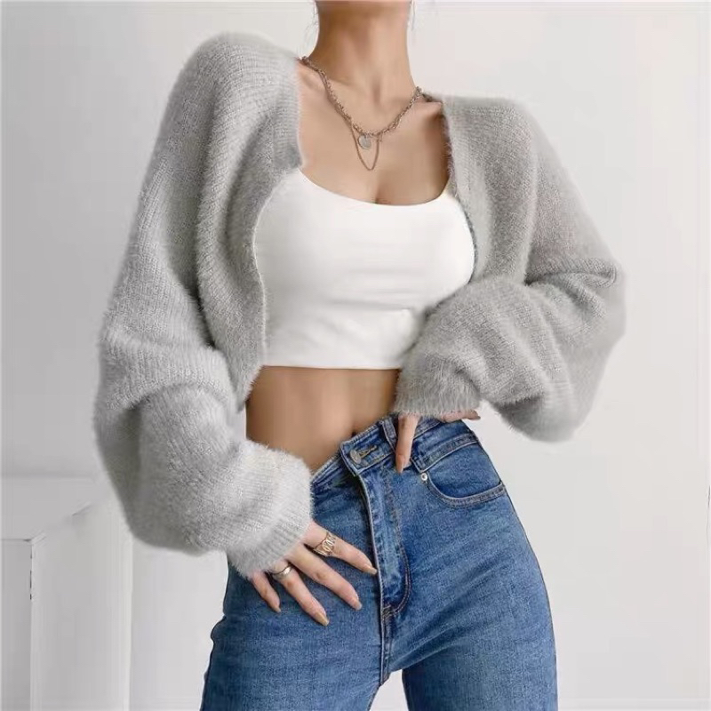 Áo cardigan lông thỏ co giãn 3 màu freesize