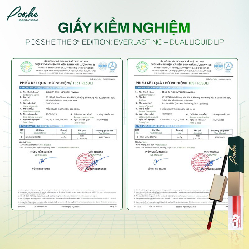 Son Posshe Siêu Lì 2 Đầu Không Trôi - 2 Version Chính Hãng