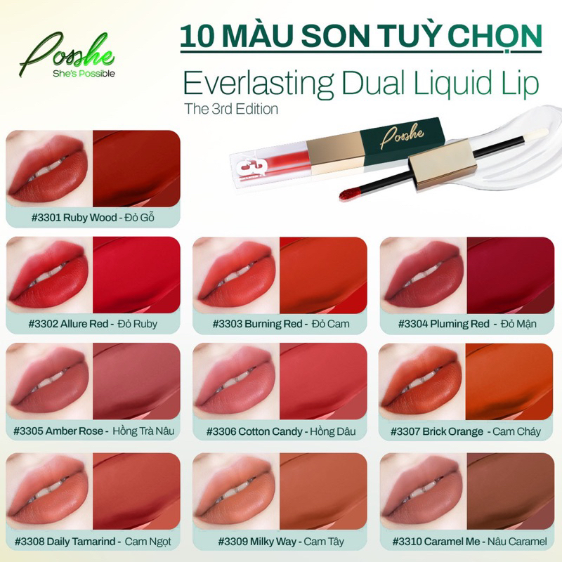 Son Posshe Siêu Lì 2 Đầu Không Trôi - 2 Version Chính Hãng