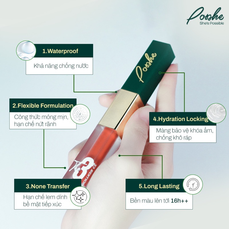 Son Posshe Siêu Lì 2 Đầu Không Trôi - 2 Version Chính Hãng