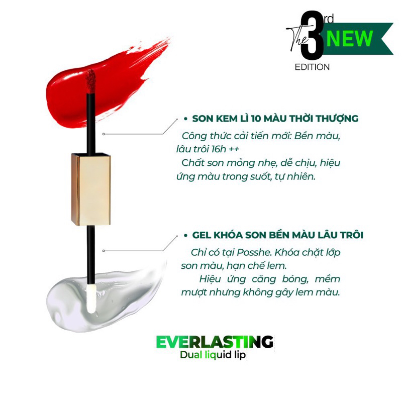 Son Posshe Siêu Lì 2 Đầu Không Trôi - 2 Version Chính Hãng