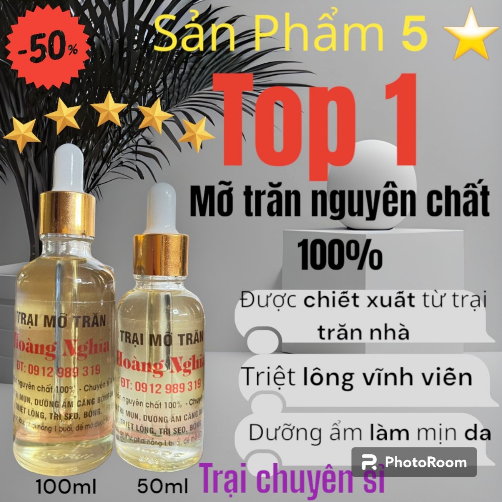 Mỡ trăn triệt lông nguyên chất chai Serum 30ml 50ml, triệt lông sau khi dùng Kem tẩy lông và Sáp wax lông, mờ rạn, sẹo