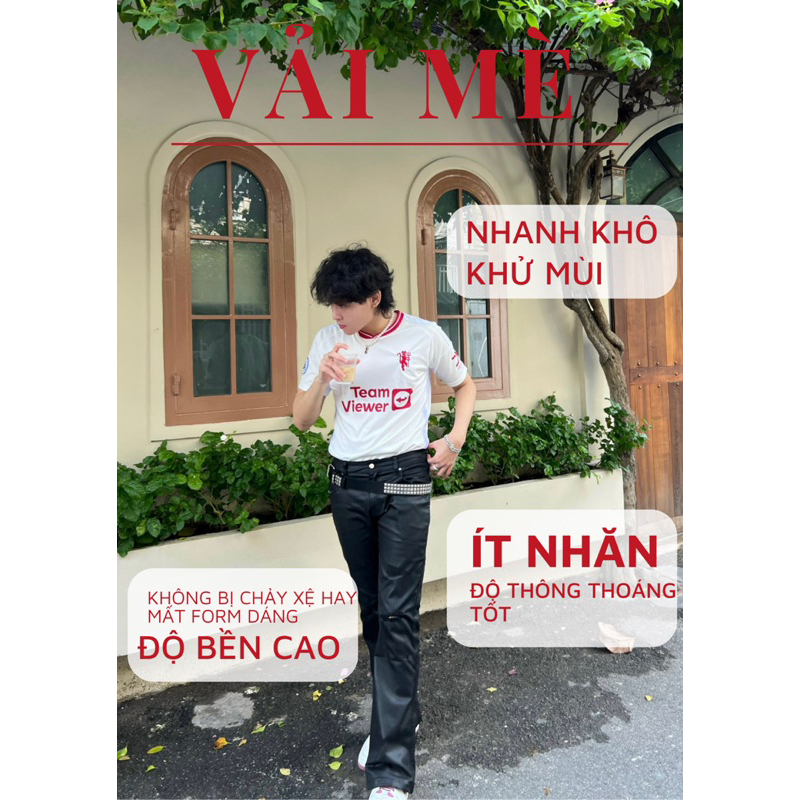 Quần áo bóng đá, đồ đá banh MU trắng in theo yêu cầu 2023 vải mè cao cấp thoáng mát không nhăn không xù lông